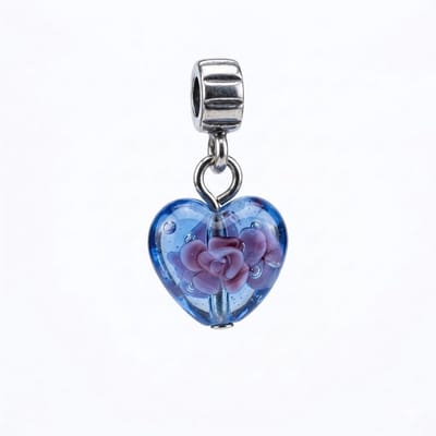Quiges - Glazen - Hanger - Bedels - Doorzichtig - Blauw - Roze - Bloemetje - Hartje - Bead Past op alle bekende merken - armband