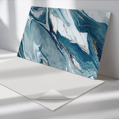 Wallfluent Vinyl Wandpaneel - Abstracte golven in beweging Zelfklevend Wandpaneel - 100 cm x 50 cm - Turkoois PVC wandpaneel - Set van 1 - Rechthoekig Wandbekleding Vinyl - Texturen Wandpaneel - PVC Muurpaneel - Wandpaneel Keuken en Badkamer