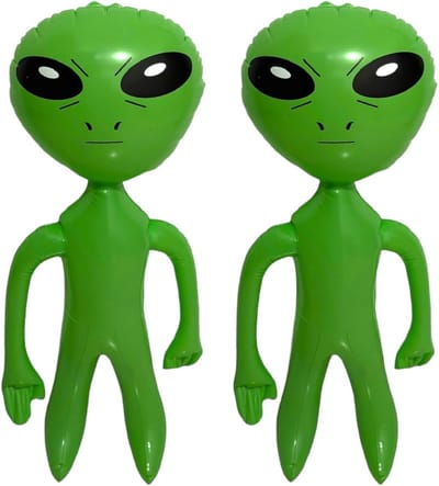Set van 2 Opblaasbare Groene Aliens (64 cm) - Feestdecoratie