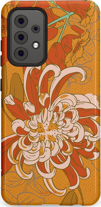 Casetastic hoesje geschikt voor Samsung Galaxy A52 (2021) 5G / Samsung Galaxy A52 (2021) 4G - Dubbellaagse bescherming - Bloemige lente - Fashion Case - Okergeel Terracotta Beige