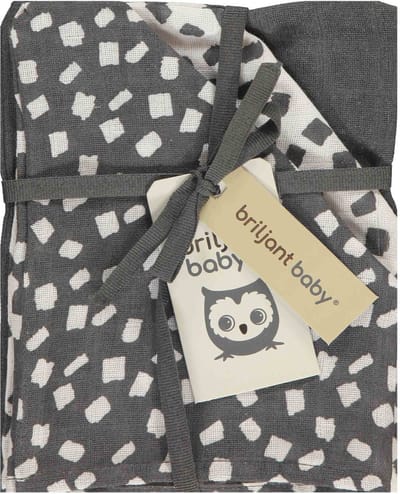 Briljant Baby - Washandjes Hydrofiel 17x20 - Flocks - 3 Stuks - Antraciet