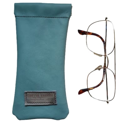 Toetie & Zo - Leren Brillenkoker - Aquablauw - Blauw - Groen - Knijpsluiting - Brillenetui - Brillentas - Leder - Snappouch - Handgemaakt