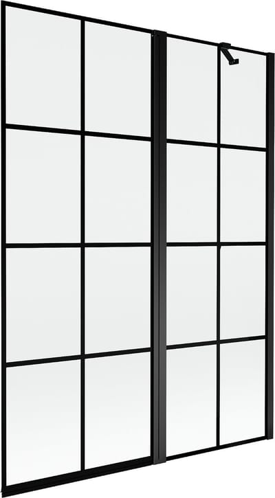 Mexen Mist badwand 2-deurs rechts 130 x 150 , zwarte ruit, zwart - 8A9-130-011-70-77-P