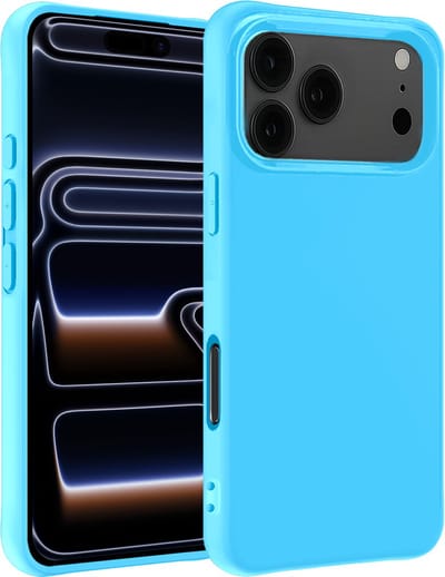 Hoesje - Geschikt voor iPhone 17 Pro / 18 Pro - Sterk & Shockproof - Siliconen Case - Hoes Cover - Telefoonhoes - Lichtblauw