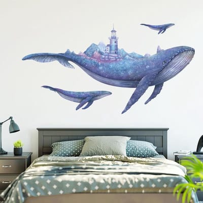 Muurstickers Muursticker | Walvis met Baby's | Wanddecoratie | Muurdecoratie | Slaapkamer | Kinderkamer | Babykamer | Jongen | Meisje | Decoratie Sticker
