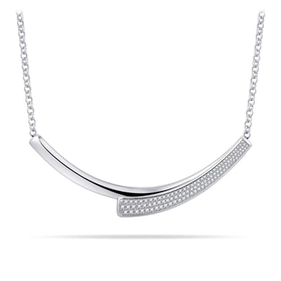 Gisser Jewels - Hanger incl. Jassaron Collier - Fantasie gezet met Zirkonia Stenen - 80mm Breed - 50cm - Gerhodineerd Zilver 925 - N1107-50 - Sieraad