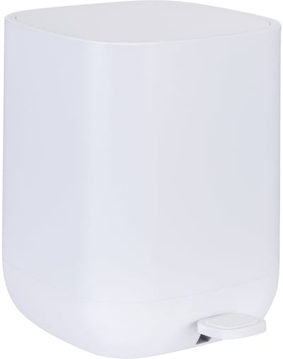 WENKO Afvalemmer Davos 6,5 liter mat wit kunststof - Easy-Close soft close deksel - Prullenbak - Afvalbak - Vuilbak - Vuilnisbak - Pedaalemmer toilet en badkamer - Wit