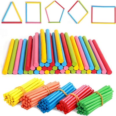 100 stuks Kleurrijke Bamboe Telstokjes Wiskunde Montessori Lesmateriaal Telstok Kinderen Kleuterschool Wiskunde Leer Speelgoed Cadeau blue