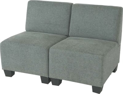 Modulaire 2-zitsbank Lyon, stof/textiel ~ grijs, zonder armleuningen