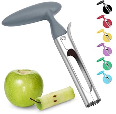 longziming -Appelboor - Fruitkern Verwijderaar - Keukenhulp - Snelle Ontkernen - Comfortabele Grip - RVS & ABS - Tijdbesparend & Gebruiksvriendelijk - 1 Stuk - grijs