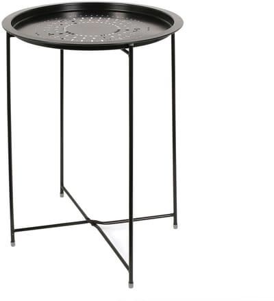 Home Deco Factory Bijzettafel - zwart - metaal - D46 cm - plantenpot verhoger - binnen/buiten