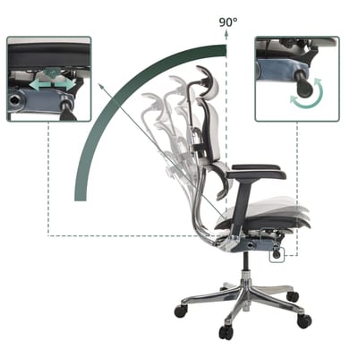 Bureaustoel / Directiestoel ERGOHUMAN GEN2 Netstof lichtgrijs hjh OFFICE