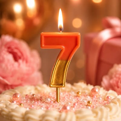 Verjaardagstaart kaarsjes – Cijfer 7 - Cijferkaars Retro - oranje goud - Happy Birthday kaars – verjaardags kaars – gekleurd kaarsje – taartdecoratie – feest - taartversiering – feestartikel – verjaardagscadeau - taartaccesoires