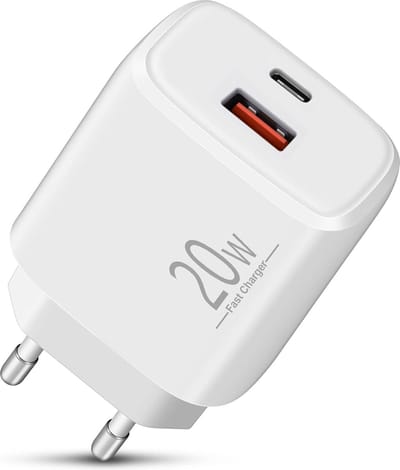 Sounix USB C Adapter 20W - USB Adapter - Losse Stekker - USB C Oplader - 2 Poorten - 20W Snellader - GaN - Wit
