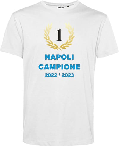 T-shirt Napoli Campione 2022-2023 | Napoli Supporter | Shirt Kampioen | Kampioensshirt | Wit | maat XS