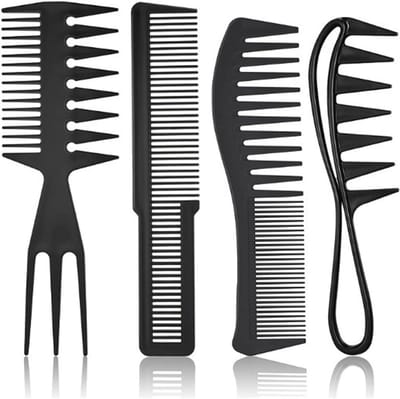 Haarkam Set - Brede Tanden Kam - Dagelijkse Styling - Comfortabele Antislip Grip - 4 Stuks