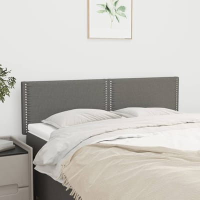 vidaXL - Hoofdborden - 144x5x78/88 - cm - stof - donkergrijs