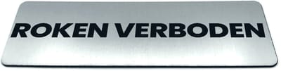 Deurbordje met tekst Roken verboden - Formaat 150 x 50 mm x 1,6 mm - Incl. plakstrip | Geborstelde RVS-look toplaag | Gratis Verzending | Decoporta