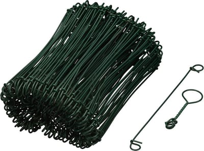 Nature - Groen - Geplastificeerde ijzerdraad met dubbele lus (200 stuks) - 16cm x 1,4mm