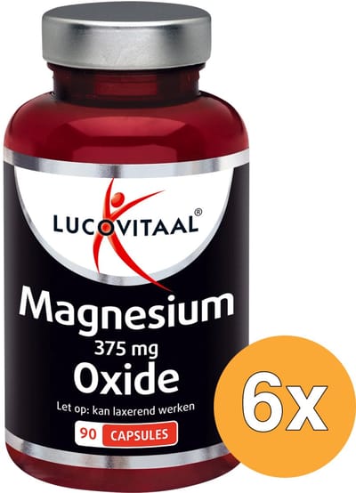 6x Lucovitaal Magnesium Oxide 375mg (90 capsules)