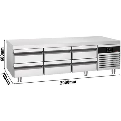 GGM Gastro Kühlunterbau Premium - 2000mm - 210 Liter - 6 Schubladen Zilver