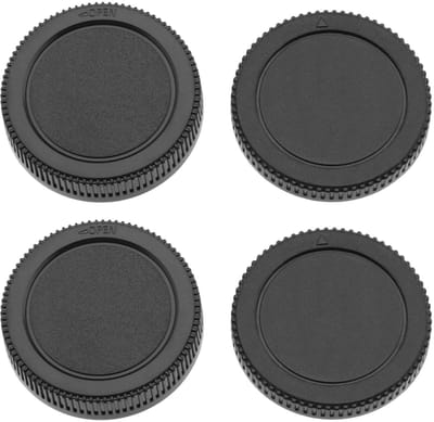 Allecto - Body Cap & Lens Cap Set - Bescherming - Zwart - Camera-accessoires - Voor Panasonic en Olympus - 4-delige set