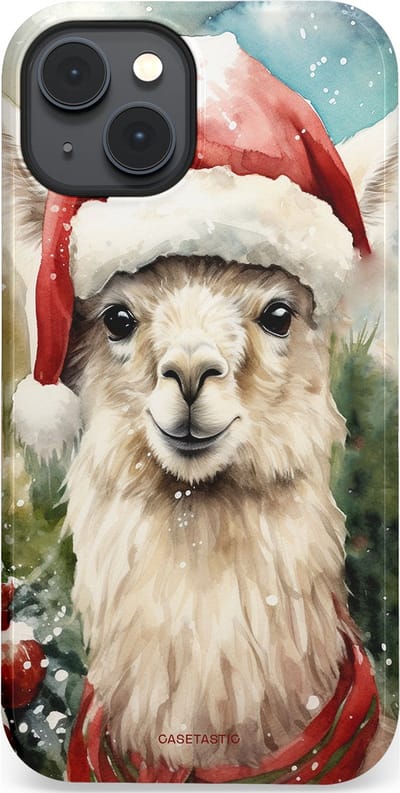 Casetastic hoesje geschikt voor Apple iPhone 14 Plus - MagSafe - Dubbellaagse bescherming - Kerst Lama - Fashion Case - Taupe Lichtgrijs Donkergrijs Saliegroen