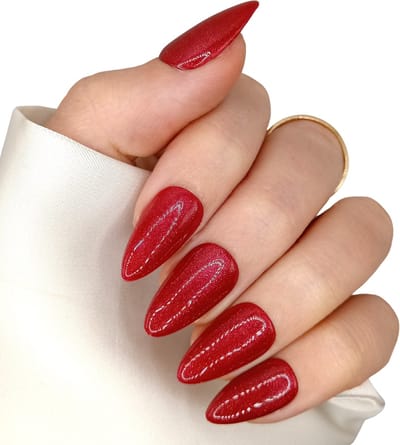 SD Press on Nails - B-107 - Plaknagels met nagellijm - Kort Stiletto Kunstnagels - Rood Glans - Set 20 Kunstnagels handgemaakt van gellak - Accessoires Feestdagen - Plaknagels - Nagelset - handmade