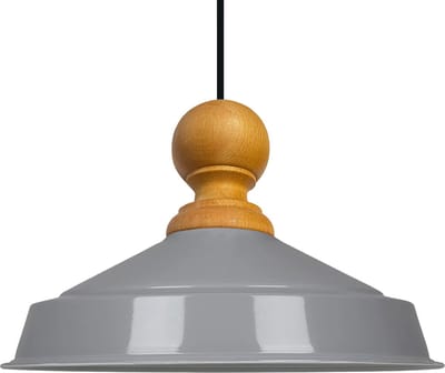 Bamyum Asletl Industriële Hanglamp Van Hout, Grijs Metalen Lamp