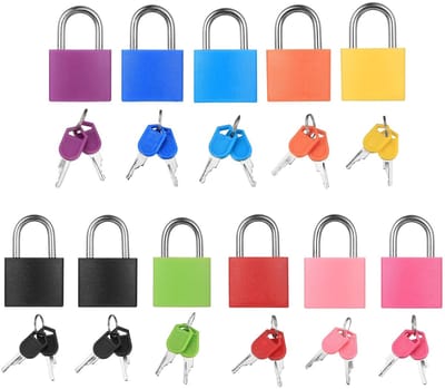 Dailygoods- Kofferslot 11 Stuks - Klein Kofferslot met Sleutel - Hangslot voor Bagage - Reisslot voor Lockers - Schokbestendig - Veiligheidsoplossing - Bagageslot