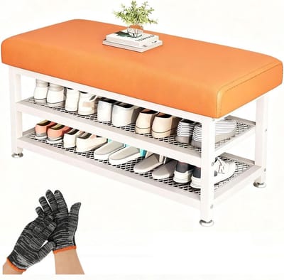 Schoenenbank - Entreebank - Schoenen Opbergen - Gevoerd Zitkussen - 80 cm - Zwart Grijs