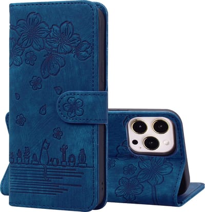 Hoesje geschikt voor iPhone 11 - Bookcase - Koord - Pasjeshouder - Portemonnee - Camerabescherming - Bloemenpatroon - Kunstleer - Blauw
