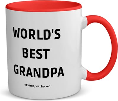 Akyol - world's best grandpa it's true we checked koffiemok - theemok - rood - Opa - werelds beste opa - verjaardag - cadeautje voor opa - opa artikelen - kado - geschenk - 350 ML inhoud