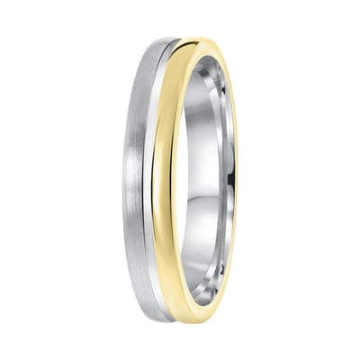 Lucardi Heren Vriendschapsring Pamplona - Ring - Vaderdag Cadeautje - Echt Zilver - Zilver en Goudkleurig