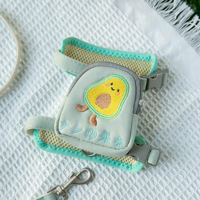 Harnais Sac à Dos pour Animaux de Compagnie Réglable Extérieur Sacoches de Selle pour Chats Petits Animaux Chiens avec Laisse vert