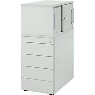 Schäfer Shop  Genius Zijcontainer met bovenkast incl. schuifdeur, container & schuifdeur afsluitbaar, met handgreepgroef, lichtgrijs