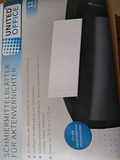 United office Olievellen voor Papierversnipperaar - 12 stuks - 21.6 x 15.2 cm