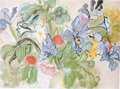 Mini kunstposter - Raoul Dufy - Klaprozen en irissen - 24x30 cm