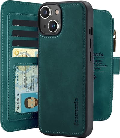 CaseMania Bookcase hoesje geschikt voor iPhone 11/XR - Effen Groen - Kunstleer - Portemonnee met 14 Vakjes voor Pasjes en Ritsvak