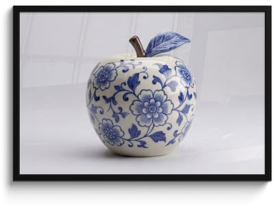 Poster in lijst - Fotolijst 90x60 cm - Posters - Appel - Blauw - Klassiek - Posterlijst zwart - Decoratie - Wanddecoratie woonkamer - Muurdecoratie slaapkamer