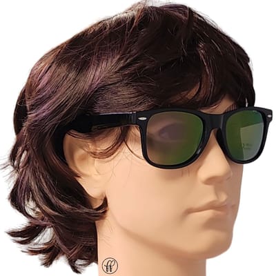 Fako Fashion - Zwarte Zonnebril Met Paarse Spiegelglazen - Heren Zonnebril - Dames Zonnebril - UV400 - Zwart - Spiegel Paars