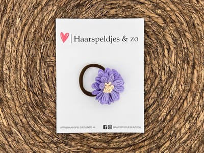 Elastiek - per stuk - hippe kleuren - met bloem - meisjes - blossem - lila