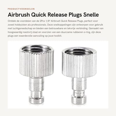 Dailygoods- Luchtborstel - 2 Stuks - Snelle Ontkoppeling - Luchtslang Adapter - Roestvrij Staal - Levenslang Gebruik - Lekvrije Verbinding - Luchtborstelaccessoires