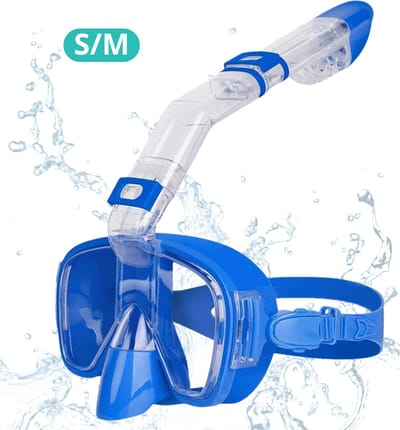 Actania Snorkelmasker - Volwassenen - Snorkel - Snorkelset - Duikbril - Full Face - S/M - Lucht Blauw
