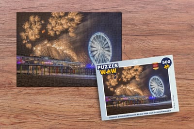 Puzzel Gouden vuurwerkshow bij de Pier van Scheveningen - Legpuzzel - Puzzel 500 stukjes