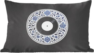 Sierkussens - Kussentjes Woonkamer - 60x40 cm - Vinyl - LP - Delfts Blauw - Muziek