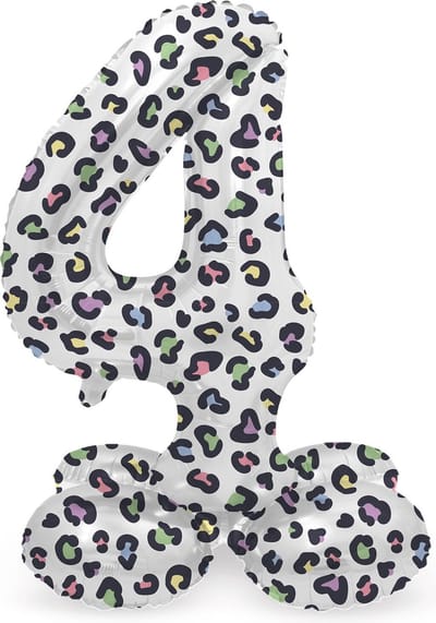 Folat - Staande folieballon Cijfer 4 Bright Panther - 41 cm