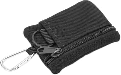 Solidchoice - Watris Veiyi Mini EDC portemonnee voor heren, outdoor mini-portemonnee heren, EDC-tas pouch met karabijnhaak, voor kamperen, wandelen, fietsen (10,5 x 8 x 1,5 cm) (zwart)