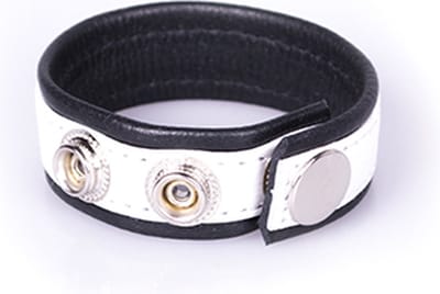 Leren cockstrap - zwart/wit