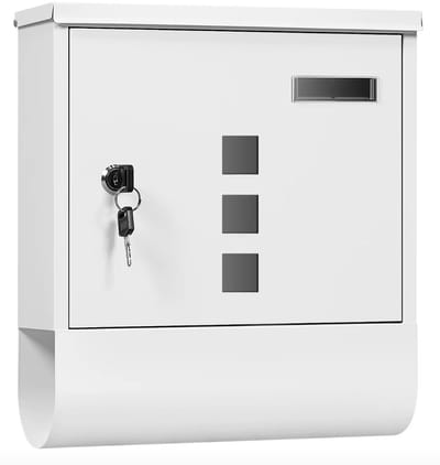 J&R Brievenbus - Brievenbus met slot - Wand brievenbus - Wand gemonteerd - Naamplaatje - Krantenvak - Kijkgaatjes - Wit - 30.5x33.5x10cm